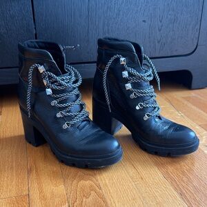 Marc Fisher Black Leather Heels Boots